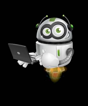 STEBİLİŞİM maskotu laptop ile web sitesi tasarlıyor